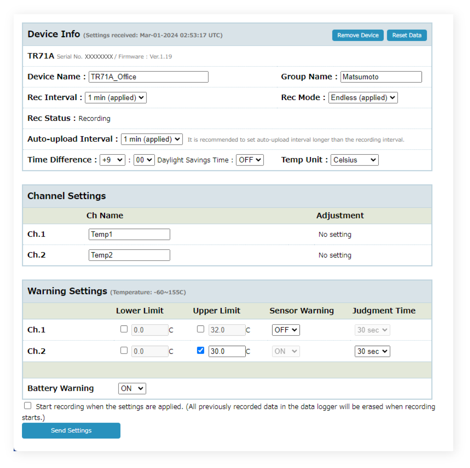 Device Settings